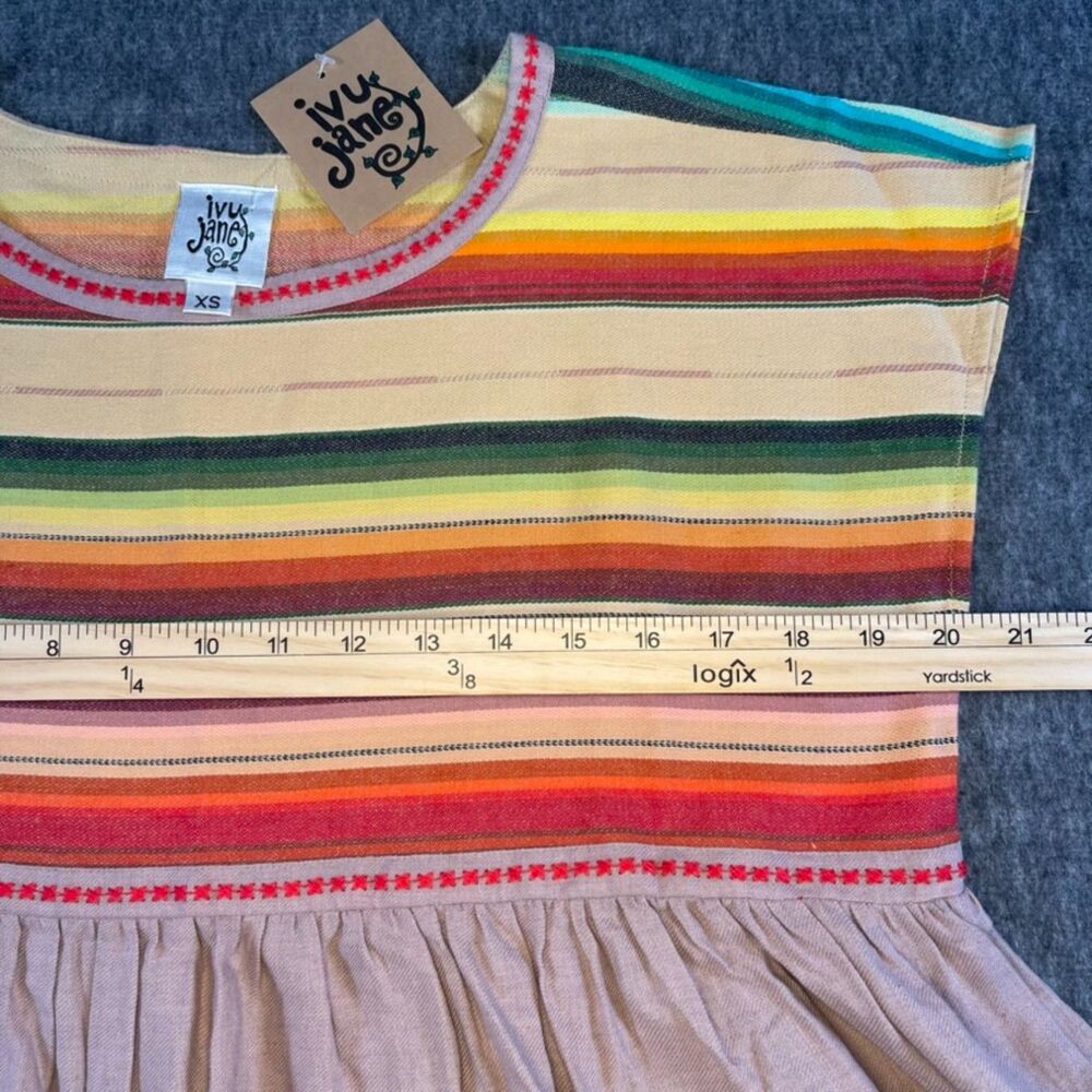 NWT Ivy Jane Embroidered Serape Stripe Boho Womens Top sz XS Resort Summer Vacay - Picture 4 of 11